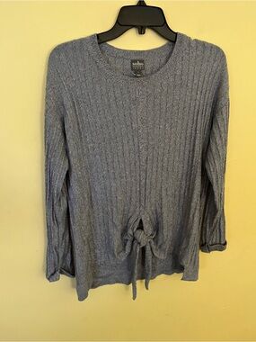 Soho Jeans Women's Grey Cable-Knit Tie-Front Sweater Top Small